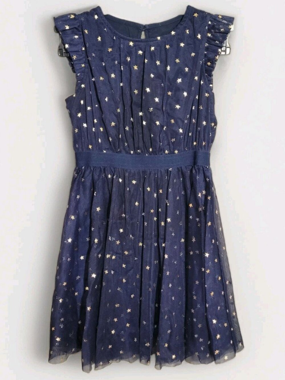 Vineyard Vines Girls' Tava Tulle Dress Navy Blue w/Gold Stars Sz 5